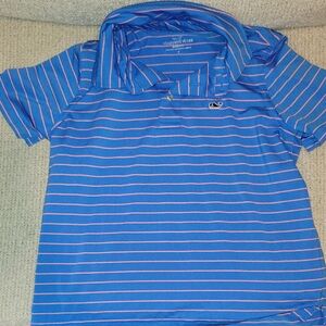 Vineyard Vines Kids Polo in Blue and White Stripes